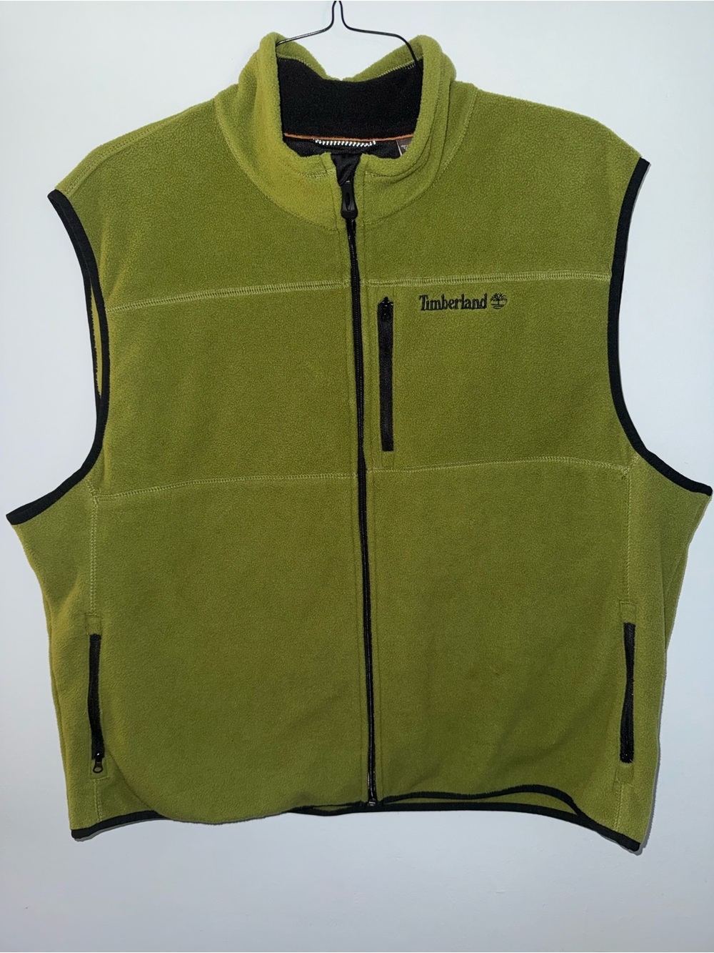 Vintage Timberland Olive Green Fleece Vest with Zip Pockets